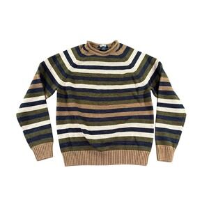 Falls Creek Sweater Mens Medium Multicolor Striped Crew Neck Raglan Cotton Blend